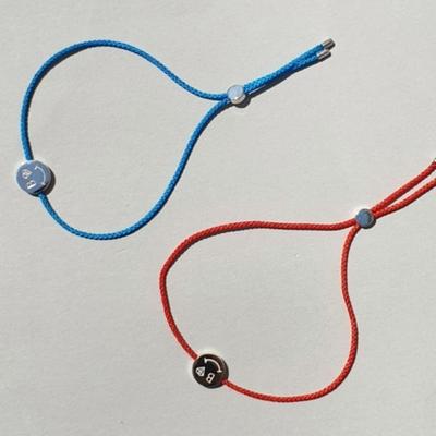 BONBEAU Silver Smile Coin Knot Bracelet Smile String Bracelet