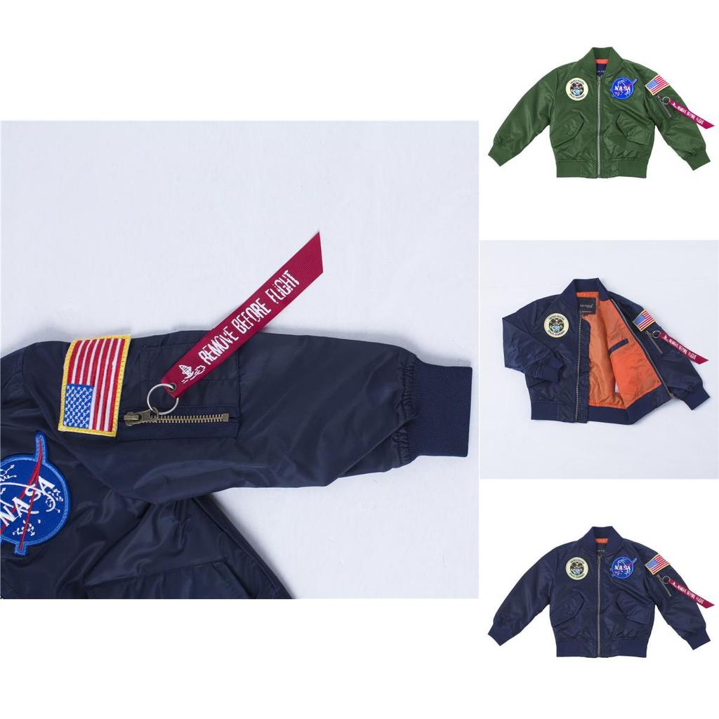 Prémiová kvalita dětské bundy bomber Nasa s klasickým pilotním designem Ma1