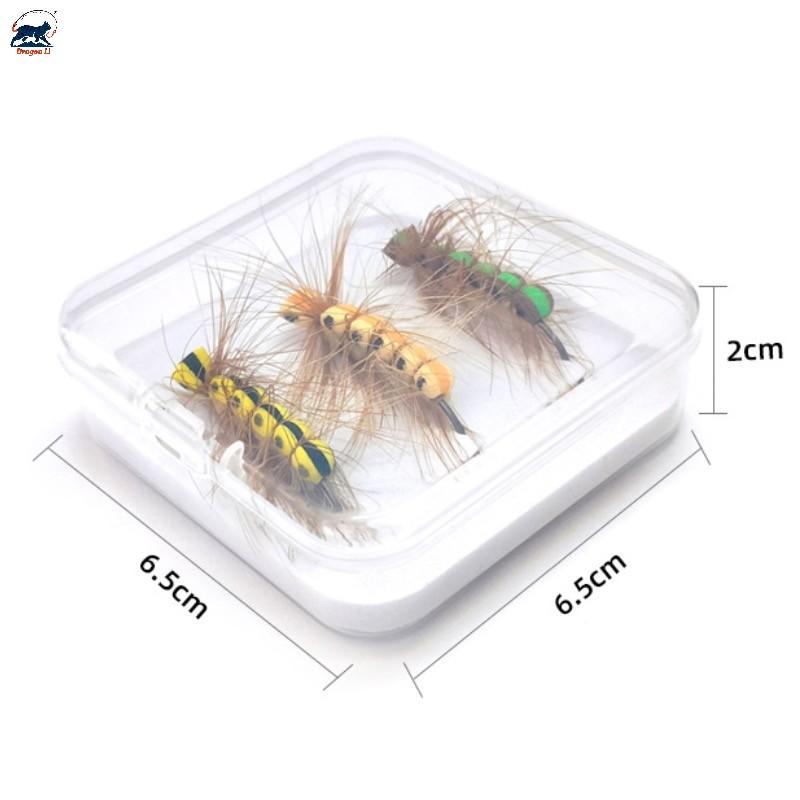 Combo 3pcs/Set Floating Foam Caterpillar Fly Fishing Lures Hook#6 Hand-Tied Realistic Terrestrial Flies for Trout Bass Panfish