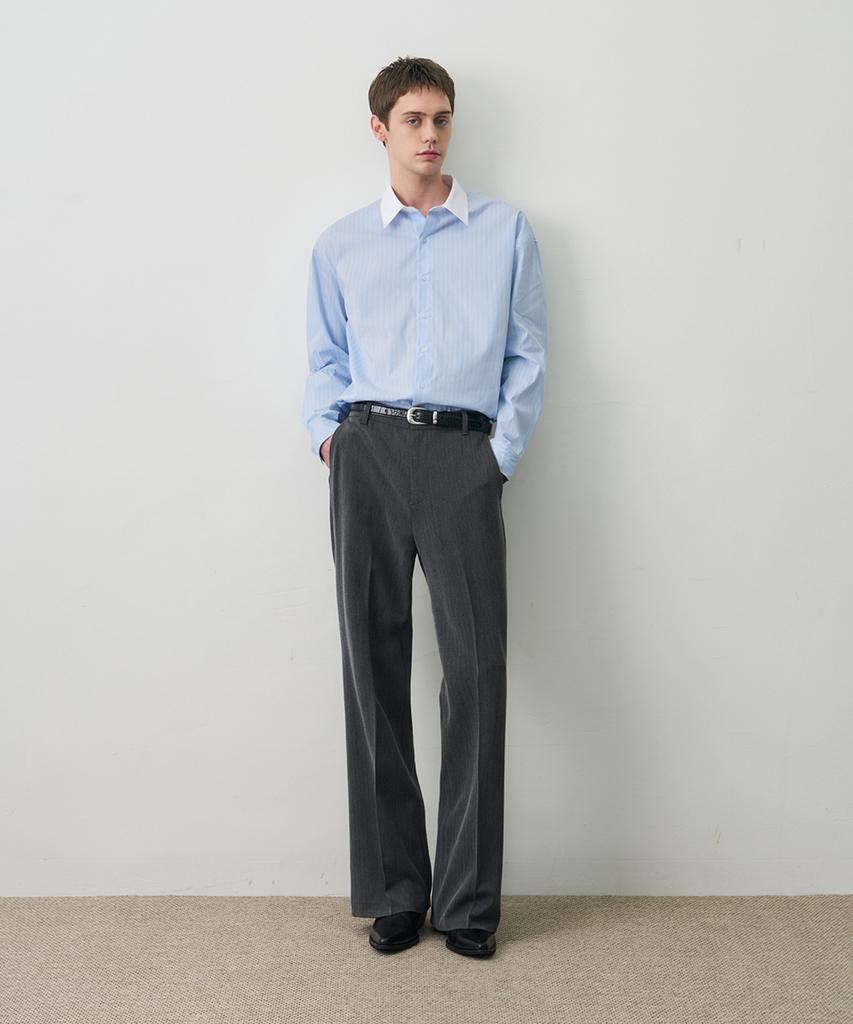 DRAW FIT Cleric Stripe Shirt [Sky Blue]