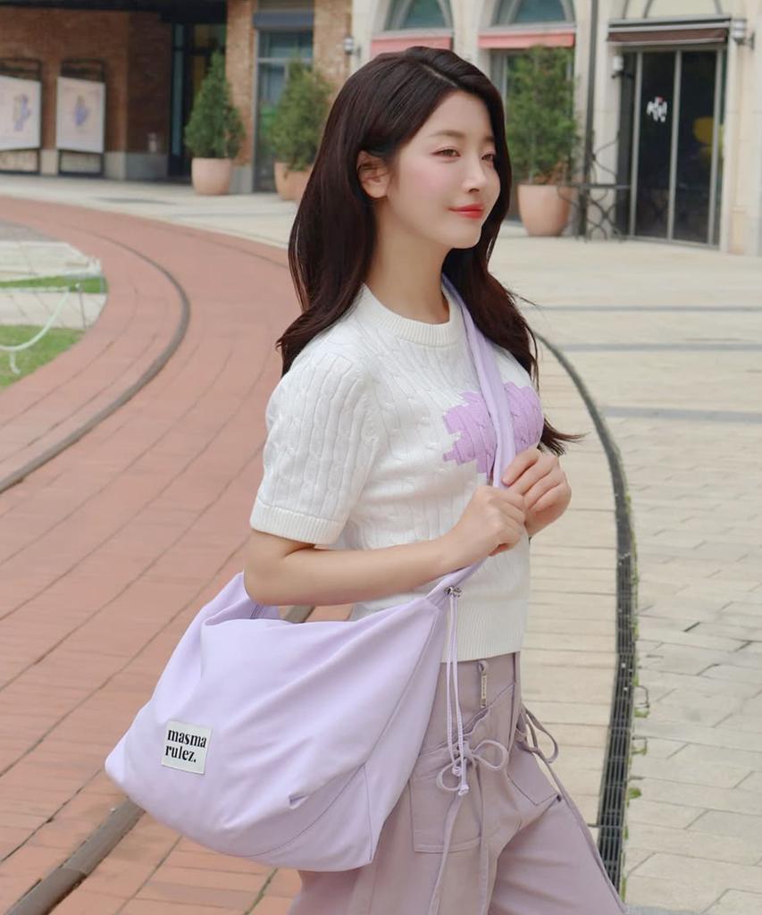 Masmarulez Nylon 2Way Shirring Hobo Bag_Lilac