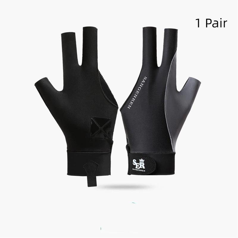 Breathable Soft Billiard Glove Anti-Slip Elastic Professional 3 Finger Fit for Indoor Billiard Sports Game Match Events