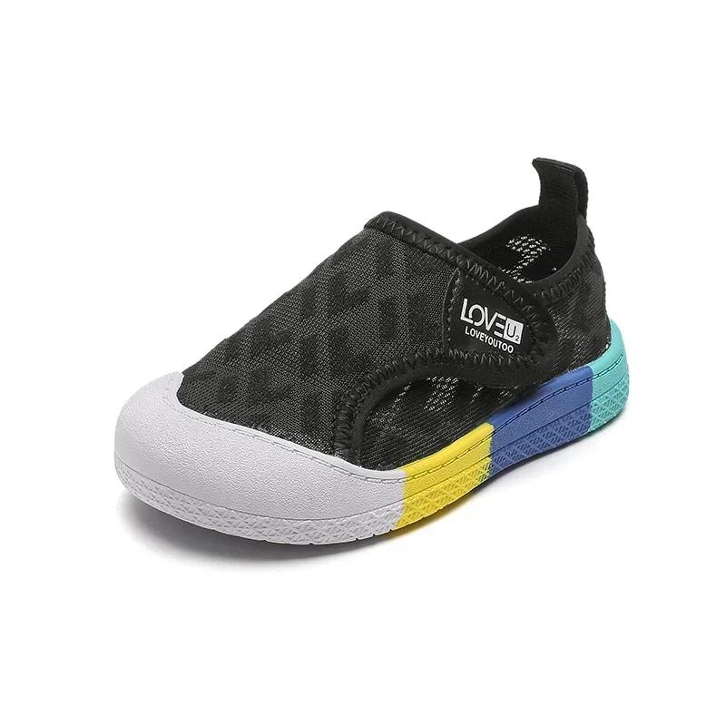 

Summer Children Sneakers for Baby Girls Boys Casual Shoes Anti-Slippery Infant Toddler Shoes Mesh Breathable Kids Sports Shoes 22 чорний