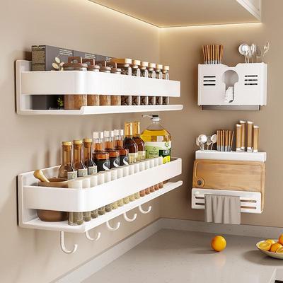 Wandmontiertes, bohrfreies Küchen-Gewürzregal & Regal-Organizer