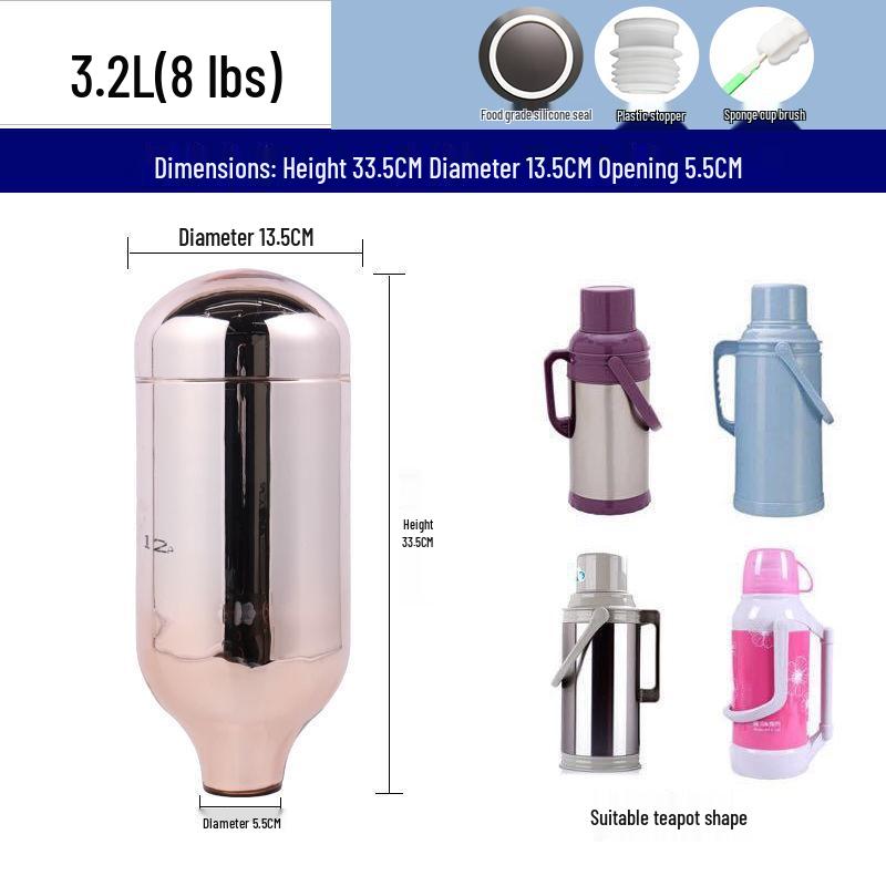 Grote Inhoud 3,2L Thermosfles, Verdikt Glas met Rode Binnenkant, Vacuüm-Geïsoleerd, Ouderwetse Stijl
