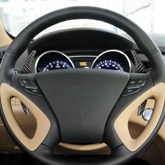 Carbon Fiber Steering Wheel Shift Paddle Cover For Hyundai Sonata 8 10-14