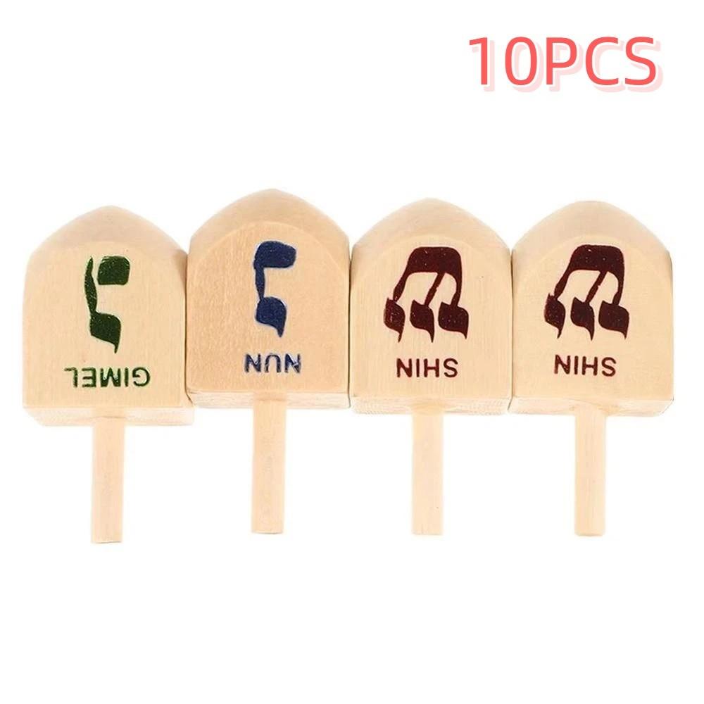 10Pcs 10 Pcs Spinning Top Toy Children Gits Wooden Crafts Wooden Spinning Dreidel  Table Decorations