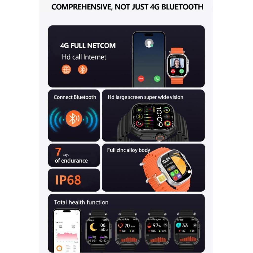 DW09 Rainbuvvy New Bluetooth 4G Telephone Watch NFC Waterproof Long Standby Time 2.01inches HD Screen WIFI Smart Watch