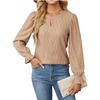 BITCED Women's Fashion Casual Solid Color Print O-Neck Long Sleeve Blouses & Shirts