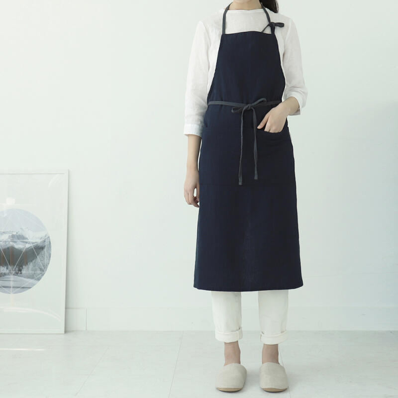 Lily Linen One-Piece Apron Charcoal