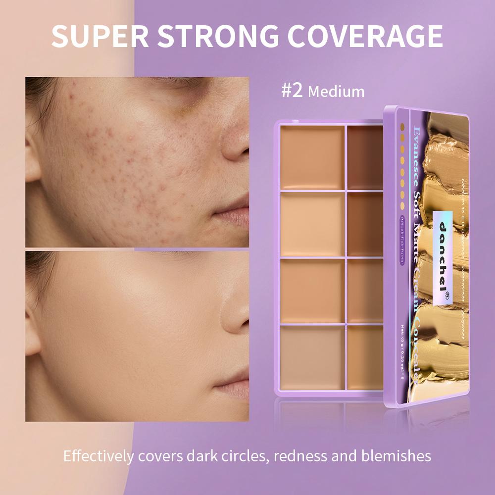 Concealer Palette Waterproof Long-lasting Foundation Matte Moisturizing Lightweight Breathable Look Multi-shade Concealer Disk