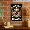 2D Flat Decorative 8×12 Inch Aluminum Plaque Metal Sign | 250 Years of Freedom (1776-2026): Bald Eagle with Dual US Flags; Celebrate 250 Years of