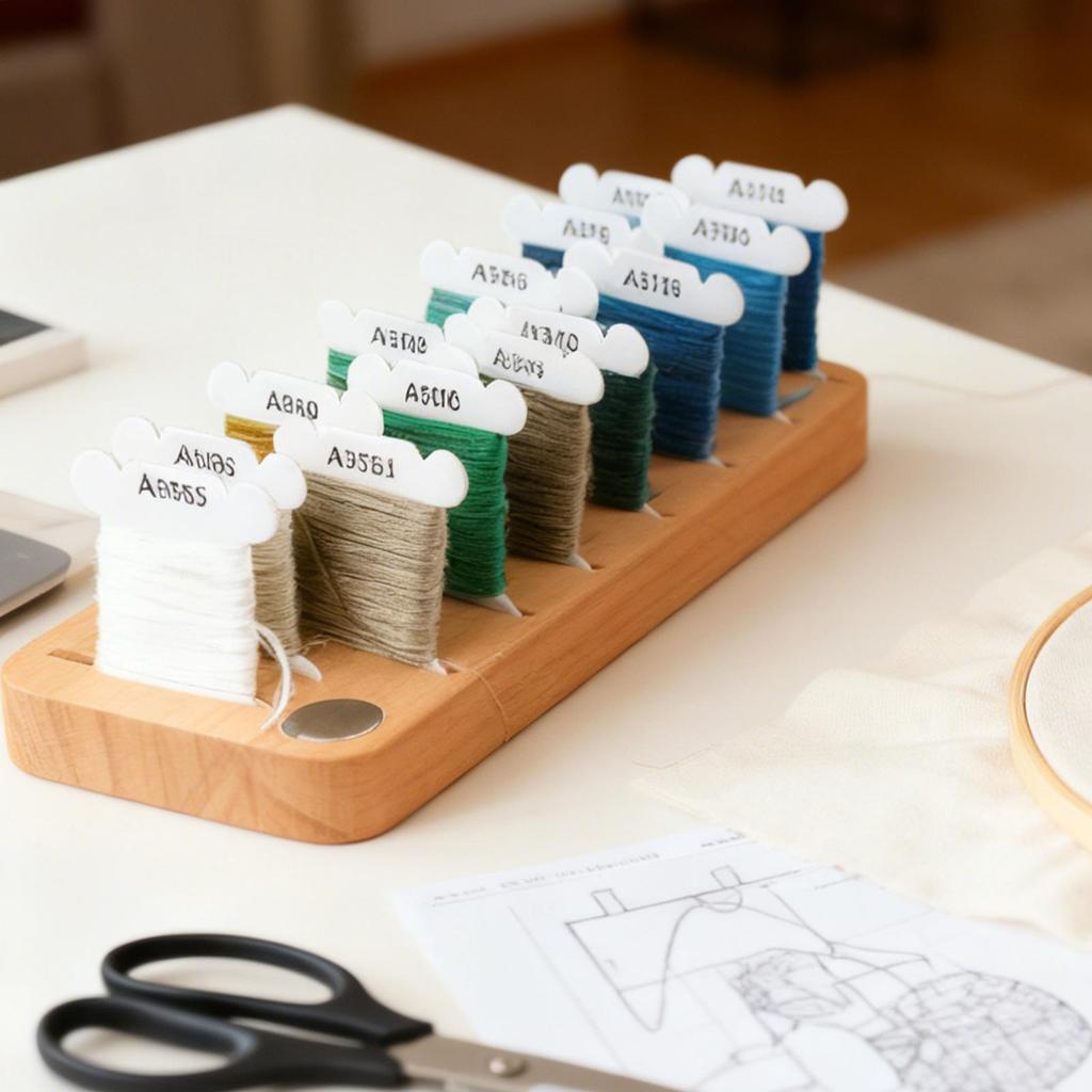 Embroidery Floss Storage 15-Slot Wooden Spool Storage Magnetic Floss Bobbin Holder For Hobbyists Quilters Artists Home Craft