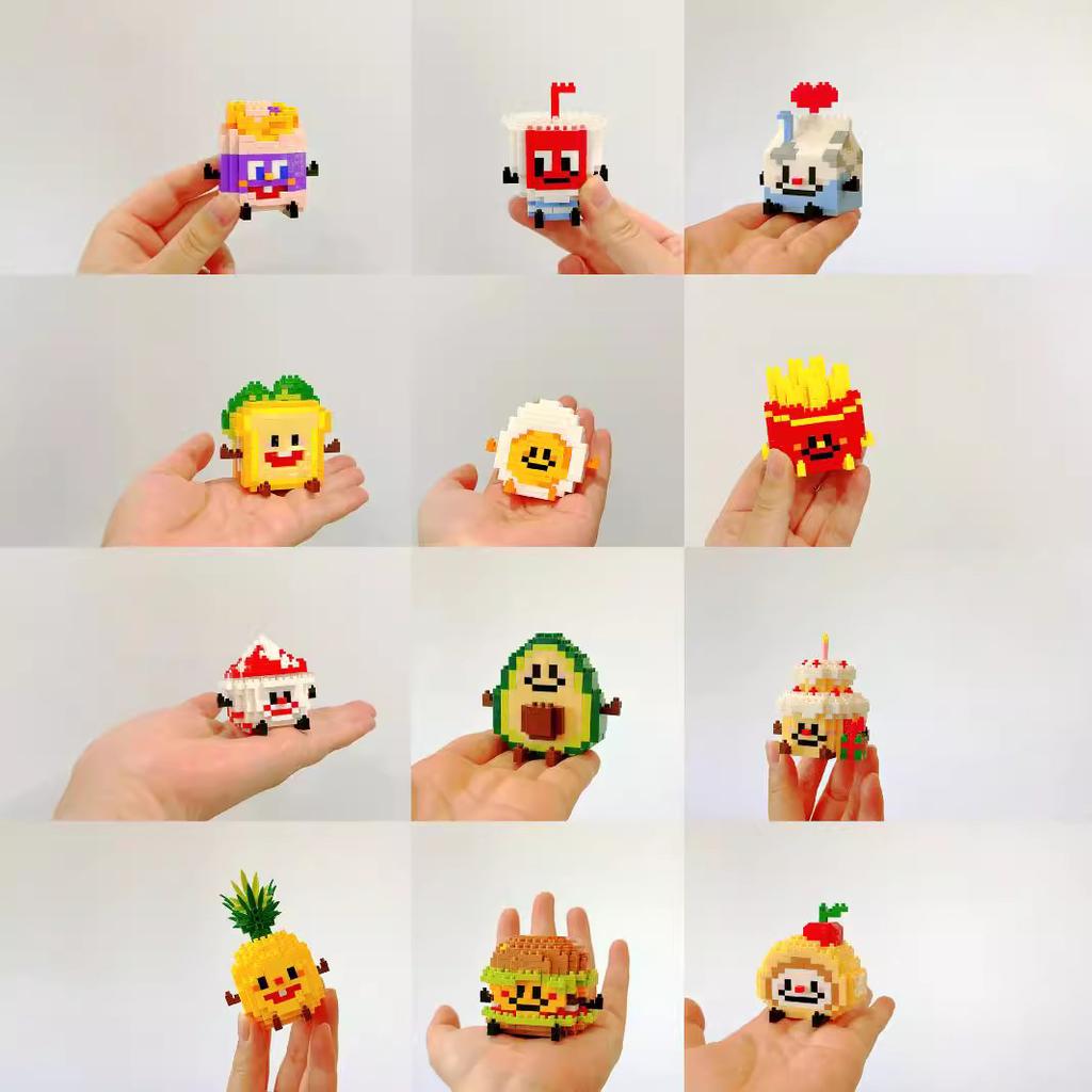 Fruta 3D Constructor Modelo Set de Construcción Pastel Comida Mini Ladrillos Bloques de Construcción Juguetes para Niños Niñas de 7 a 10 Años Adultos Bloque