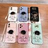 Pocox3 Astronaut Holder Plating Case On For Xiaomi Mi Poco X3 Nfc M4 X4 F5 X5 Pro C55 C65 F3 M3 X3pro C40 Lanyard Silicone Cover