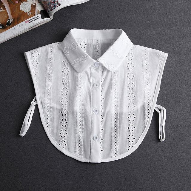 Fashion  Front Tie White Fake Collar for Women Stand Detachable Collar Fake Girls Vintage Lace Ladies False Blouse Collar