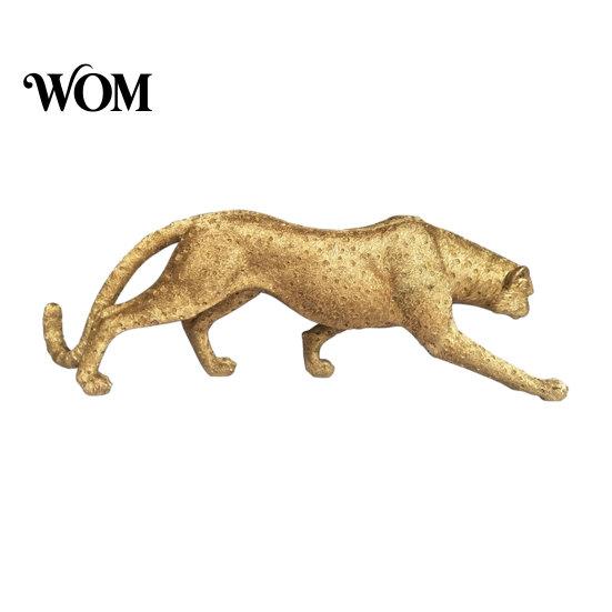 Accessoire de Bureau Moderne de Luxe Figurine Léopard Doré Modèle, Statue Vive, Posture Accroupie Courante, Ornement Décoration Bureau Bureau Résine