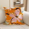 Double Sided Vibrant Abstract Floral Pillow Cover Bold Orange Pink Flower Print Soft Throw Pillow Case For Modern Home Decor