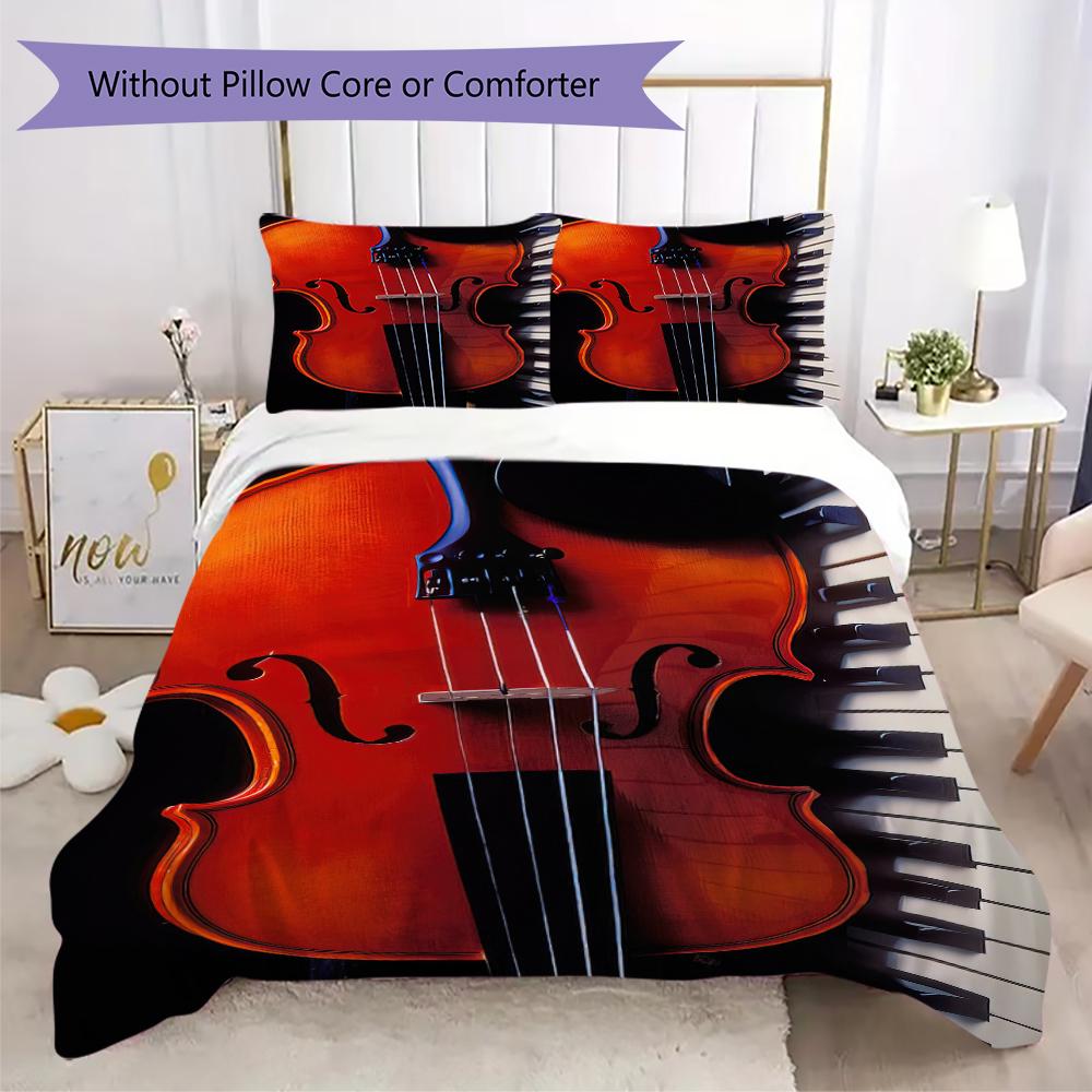 

1PC Piano keys music Theme Bedding Quilt Set Quilt Cover Pillowcase Home Decoration Birthday Gift (1 * duvet cover + 2 * pillowcase, without core)A10 135x200cm