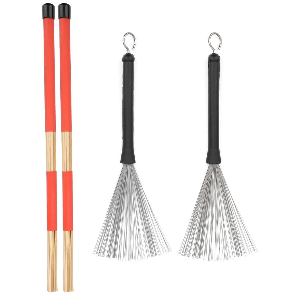 Drum Stick Brush Set Jazz Retractable Metal Wire 19 Beam Rod + Plush Bag Percussion Accessories