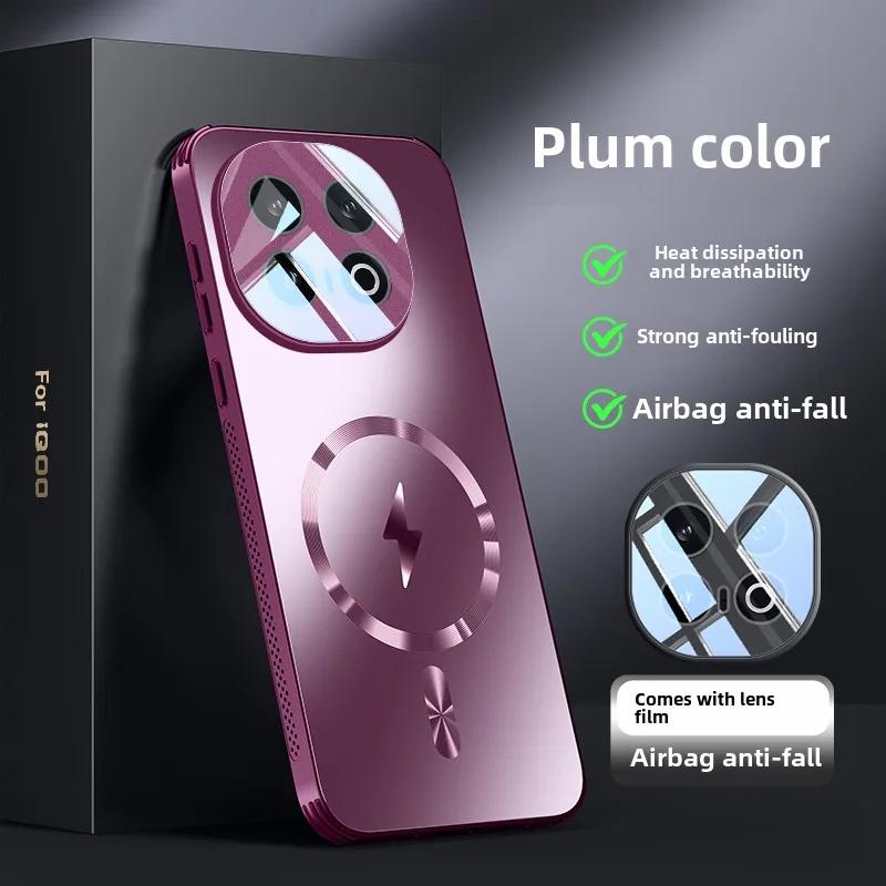 

Магнитный защитный чехол для iQOO13, Полная защита объектива, Автомобильный держатель для Vivo iQoo13Pro, Новый iQOO13 темно-красного