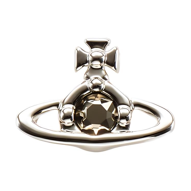 Vivienne Westwood Nano Solitaire Classic Planet Shaped Brass Earring Unisex Earrings Silver 6201008602P116CN Box