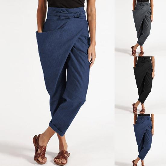 Damenhosen Unregelmäßige Taschen Streetwear Einfarbig Hohe Taille Cropped Hosen für Dates