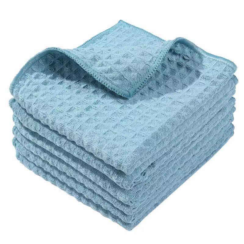 Абсорбирующее неворсистое вафельное кухонное полотенце lock edge 40*40, 8 pack синий