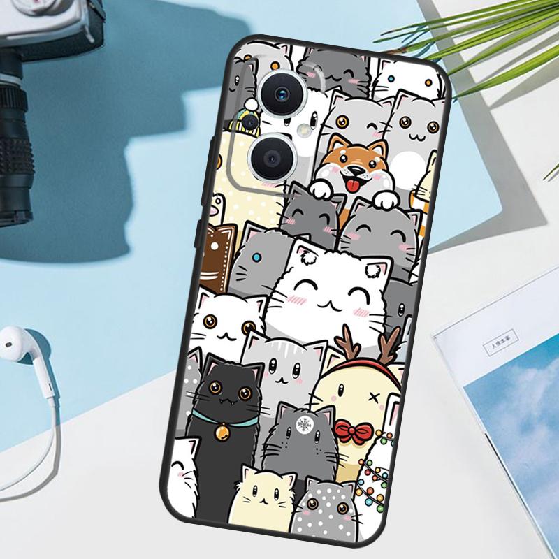 Funny cute cats Cover For OPPO Reno 13 F 10 11 12 14 Pro 11F 12F 14F 7 8 Lite OPPO Find X9 X8 X5 X6 Pro Case