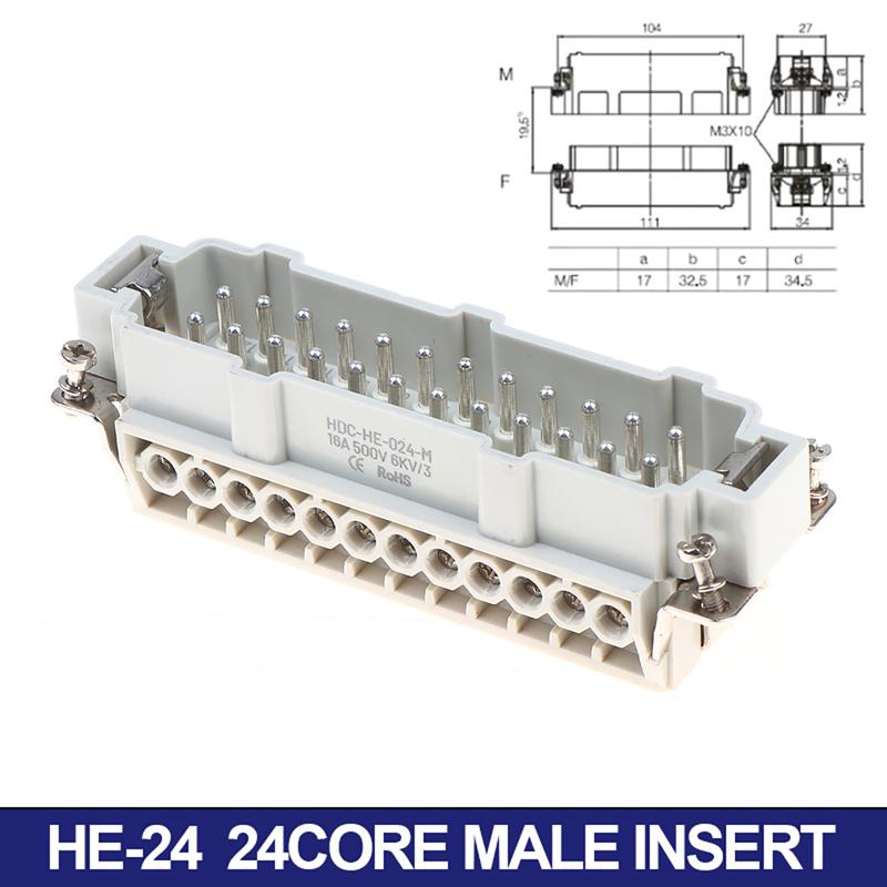 6/10/16/24 Core Heavy-duty Connector HDC-HE Male Connector Core Female Connector Insert 16A 500V Aviation Plug Core
