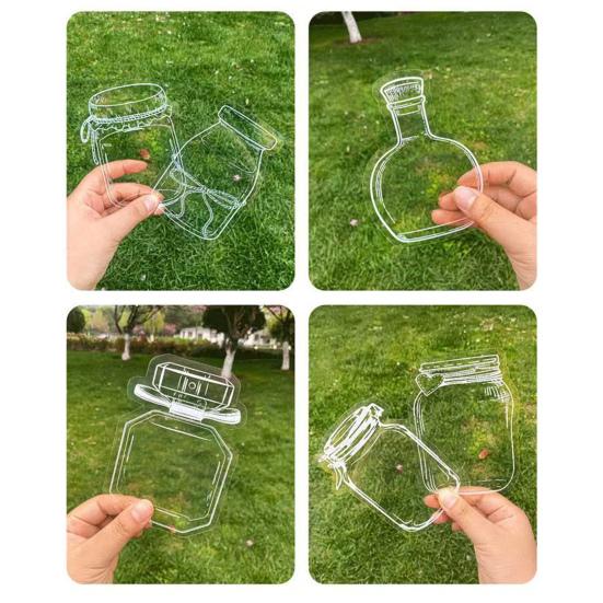 20/100 Pcs DIY Transparent Dried Flower Bookmarks Clear Pressed Flower Bookmarks with Tassels Self-Adhesive Jars Stickers