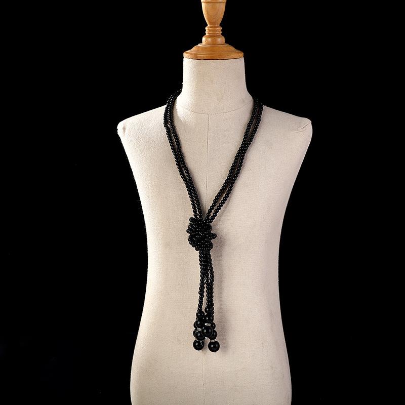 Long Pearl Necklace Multi-layer Knotted Tassel Gourd Sweater Chain 920s Vintage Clothing Accessories Necklace Women