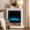 1800W Electric Fireplace, Decorative Faux Fireplace, 9-color Flame Effect and 5 Brightness Levels, 62.5x20x72.5cm, White