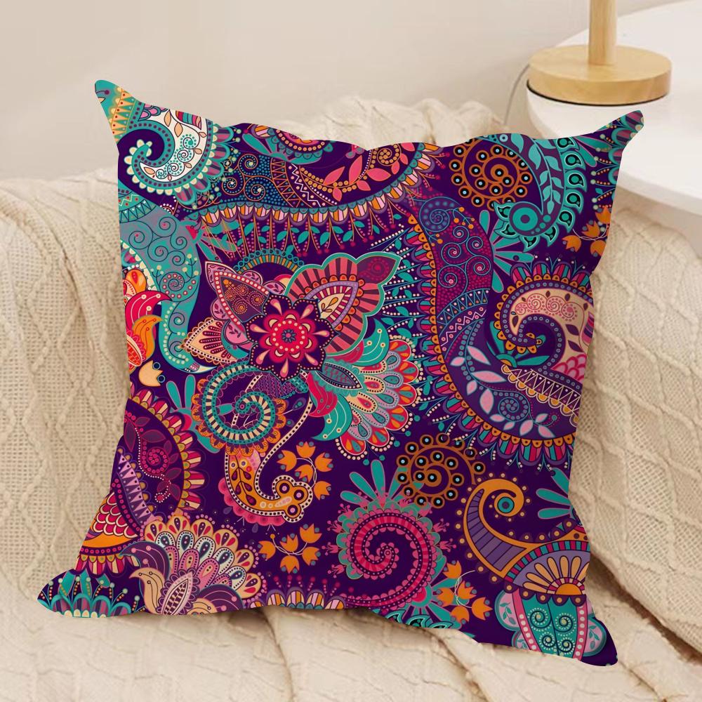 Indonesia Batik Design Cushion Cover Soft Plush Fabric Double-Sided Printed Sofa Cushion Cover for All Seasons Home Decor Gift