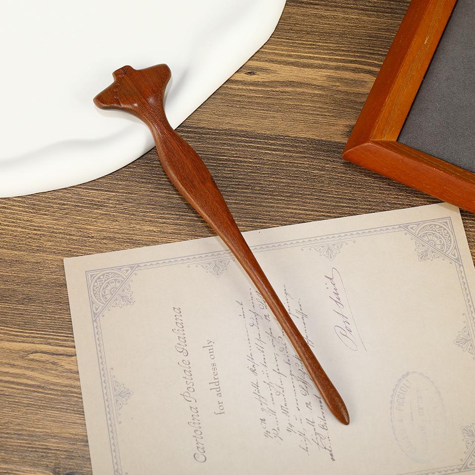 Elegantná zlatá sponka do vlasov z hodvábu a santalového dreva - Čínsky retro štýl vlasového doplnku