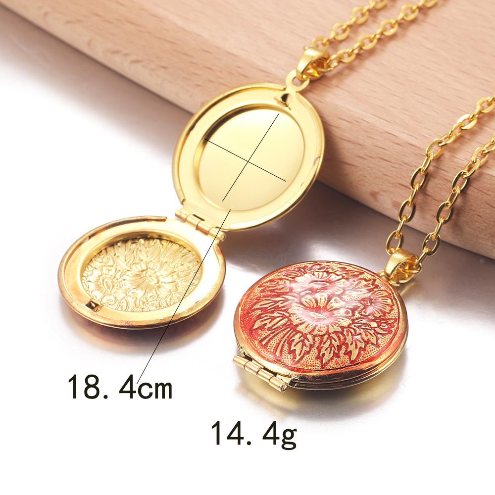 Golden Locket Pendant Mood Necklace Emotion Women Men Lovers Photo Frame Box Choker Necklaces Fashion Love Enamel Jewelry