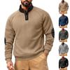 Herren Lockerer und Lässiger Zweifarbiger Fleece Stehkragen Pullover, Langärmeliges Sweatshirt mit Halbreißverschluss