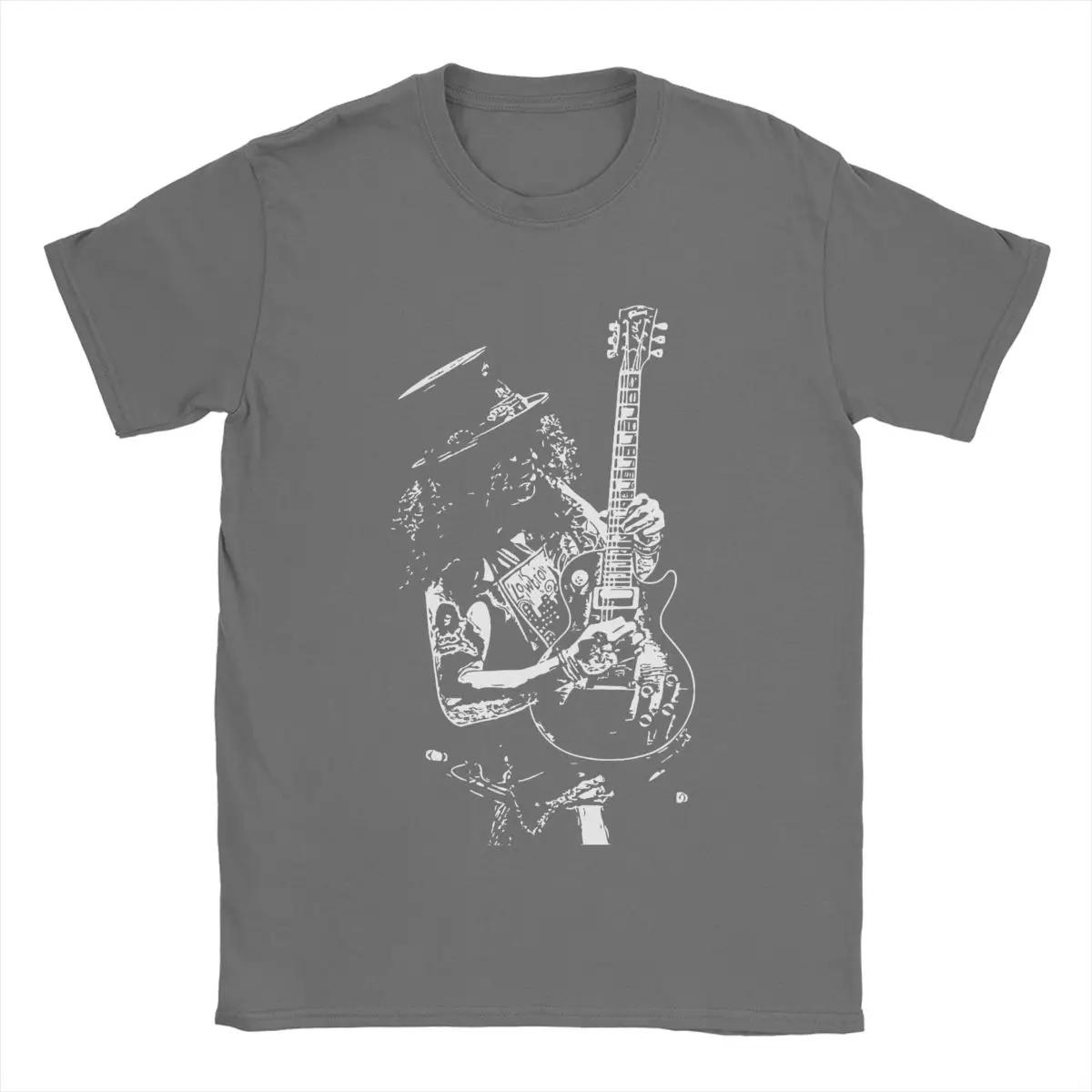 

Slash Guitar Guns N Roses Чоловіча футболка Футболка для відпочинку Футболка з коротким рукавом і круглим вирізом Футболка з чистої бавовни Одяг великих розмірів XXL темно-сірий колір