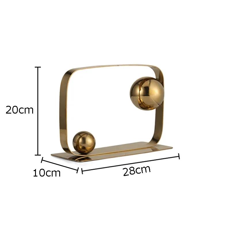 Rectangular Metal Frame Suspension Ball Geometric Artwork Ornaments Desk Decoration Golden/silver Abstract Crafts Modern Decor