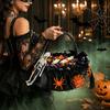 Dekorativer Geister-Süßigkeitenkorb Schwarze Blume mit Griff und Schleife, Gothic Satin Strapazierfähige Halloween-Spitze für Hochzeitszeremonie, Brautjungfernfeier,