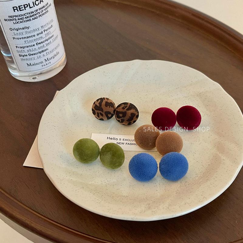 Bunte Beflockte Runde Französische Steckerohrringe - High-End Mode, Luxuriöser und Vielseitiger Damenschmuck