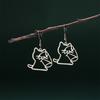 My Shape Cute Cat and Dog Dangle Earrings for Women Girls Stainless Steel Lovely Kitten Animal Drop Earring Fashion Jewelry Gift