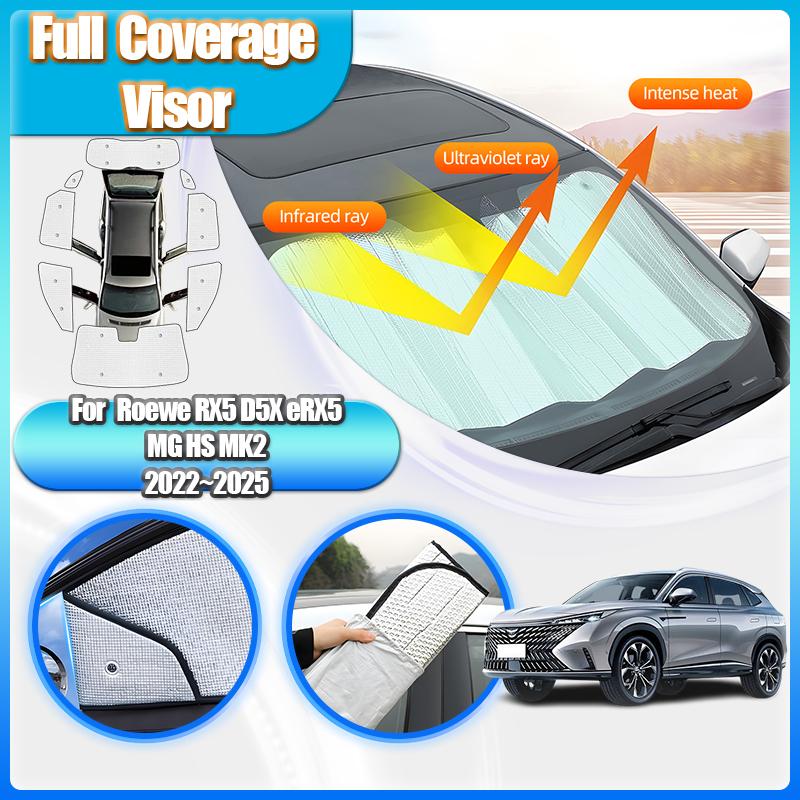 For Roewe RX5 MK3 D5X Accessories MG HS MK2 2024 2025 Window Sun Visors Sunshades Windshield Anti-UV Car Accessories