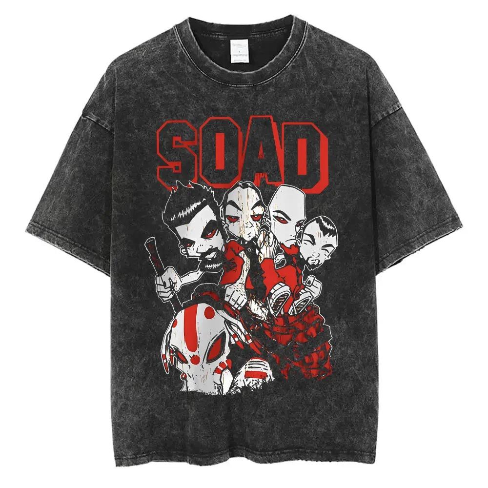 2026 Maglietta System of A Down Vintage Lavato Uomo Donna Cotone di Qualità Manica Corta Uomo Band Rock Musica Grafica Cartone Animato T-shirt