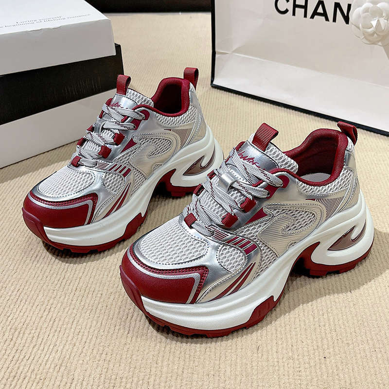 Dad Shoes Women's Spring New Versatile Thick-soled Small Man Height-increasing Mesh Breathable Casual Sports Shoes