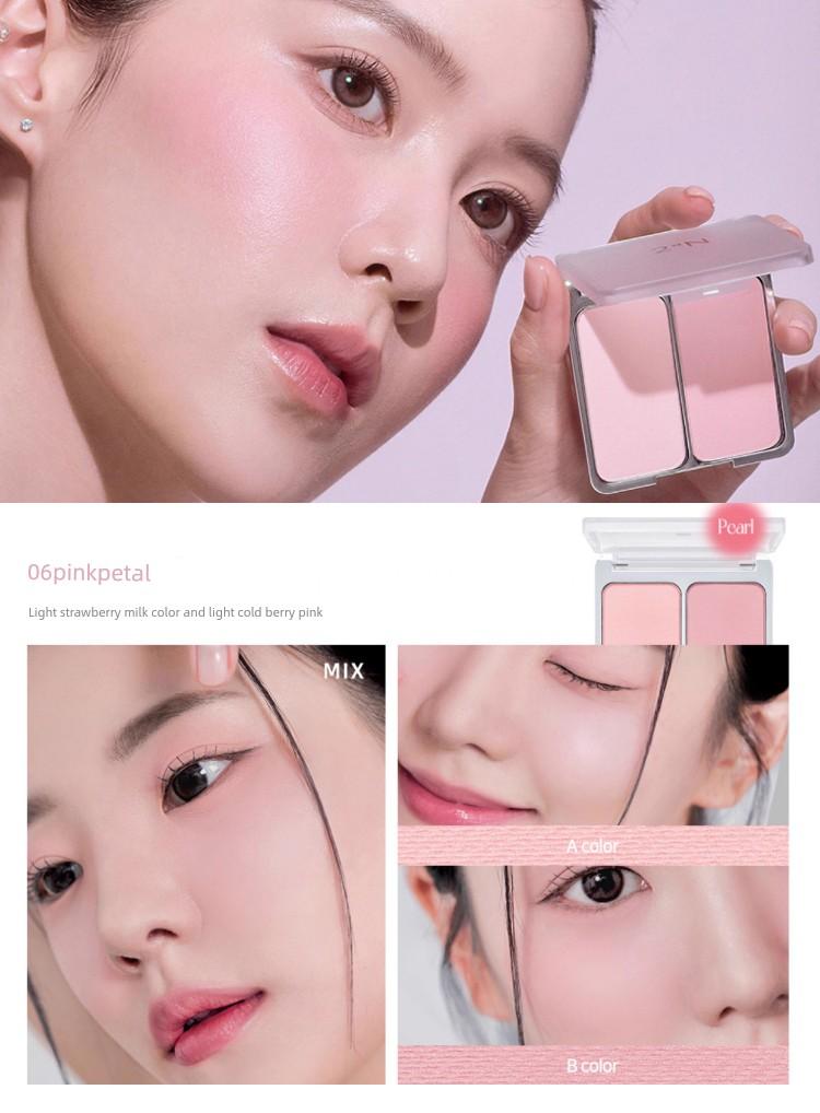 Pei Zhuhyun's Same Style Korean 2an Dual-Color Blush, Expanding Color Blush Purple, Brightening Low-Saturation Korean-Style Milk Pink Color