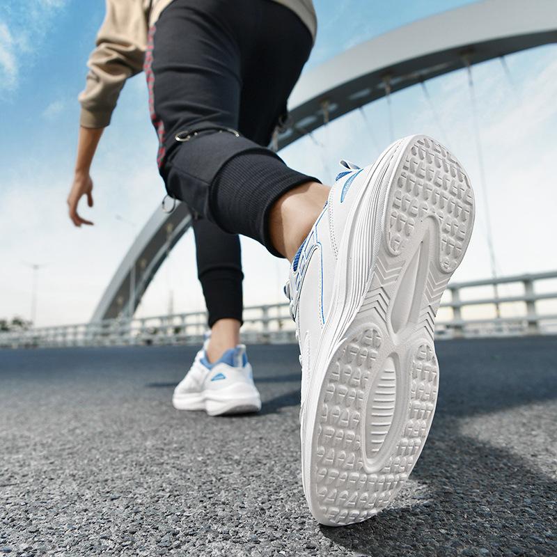 Autumn New Microfiber Leather Waterproof Sports Shoes Leather Surface Lightweight Soft Sole Shock Absorption Running Shoes Casual Shoes