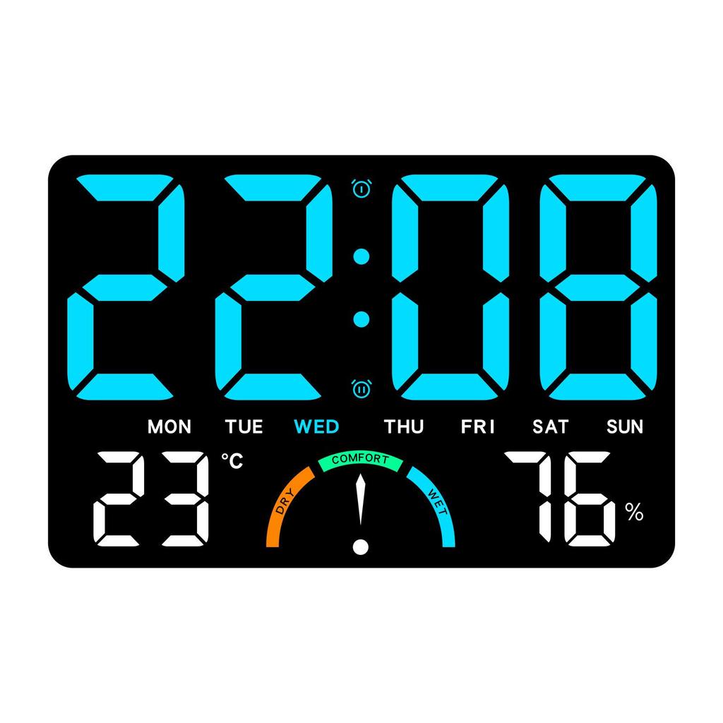 Large LED Wall Clock with Stand, Digital Multifunction GH9008