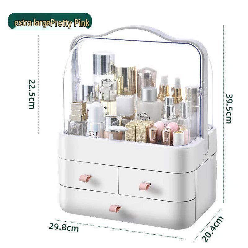 Large Capacity Multi-Layer Cosmetic Organizer: Dustproof Skincare & Lipstick Storage Box with Drawers for Desktop Dressing Tables