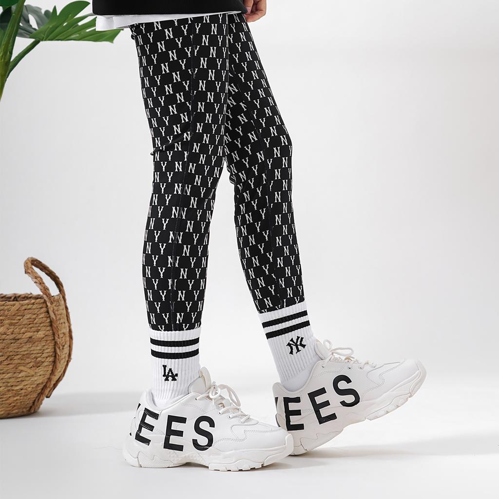 New MLB Old Flower Leggings Women's Black 3FLGM0124-50BKS